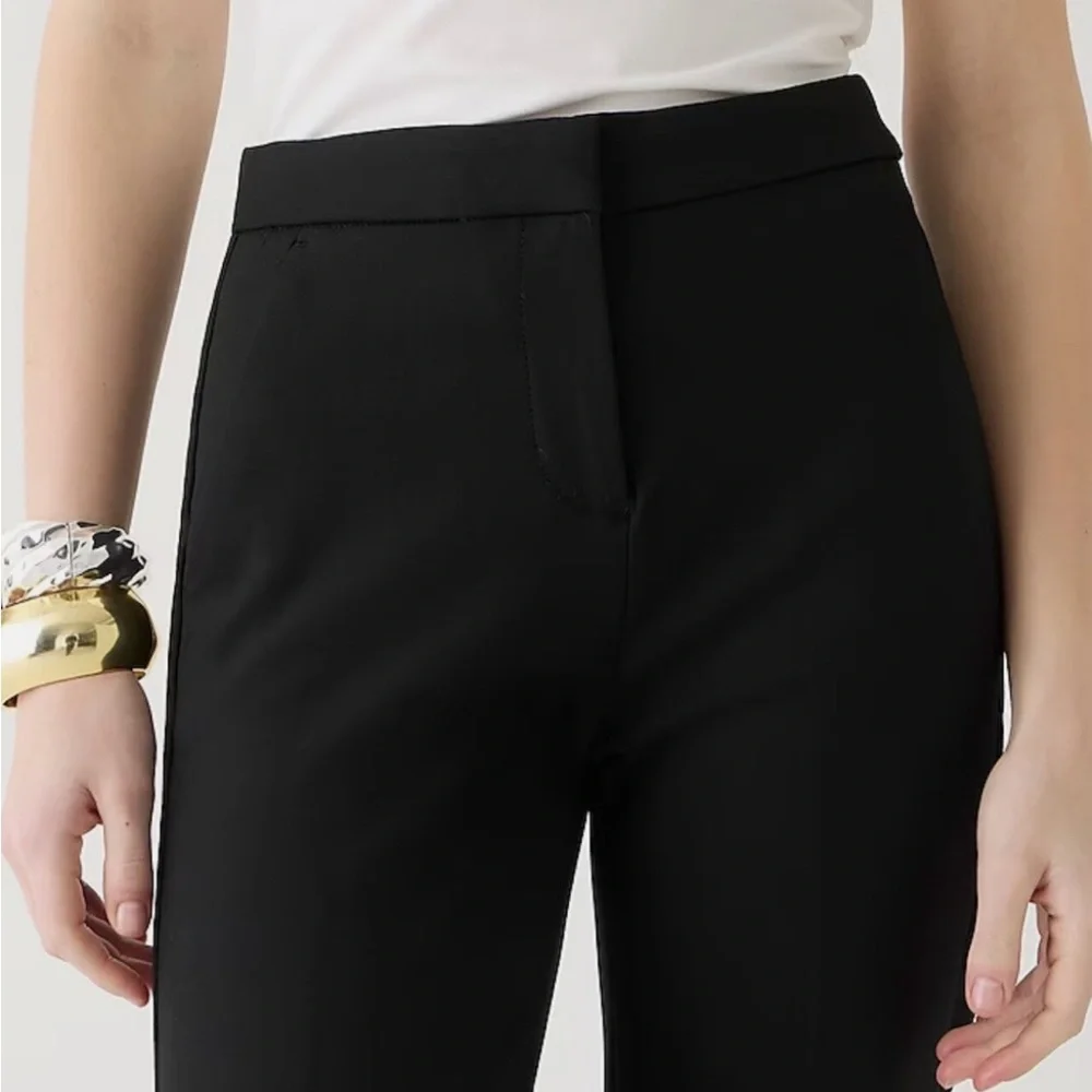 J. Crew - Black Kate Straight-Leg Pants in Bi-Stretch Cotton Blend
